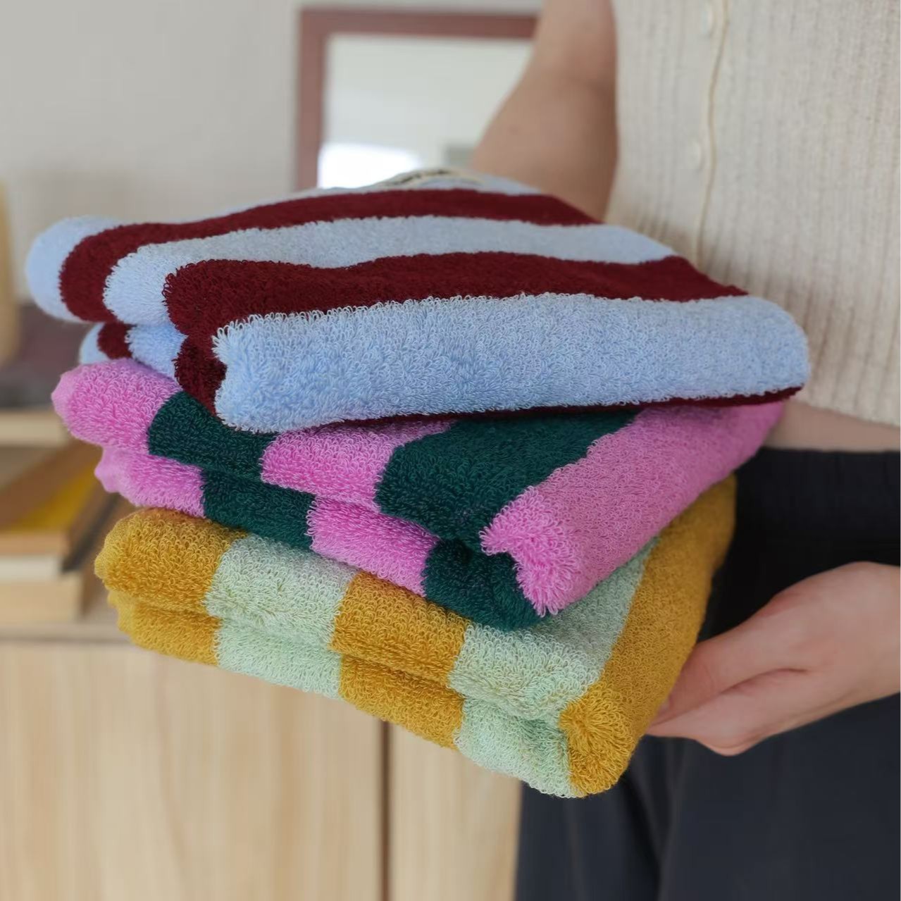 Retro Striped Pure Cotton Towe - Cloth Face Mask Washable review and price