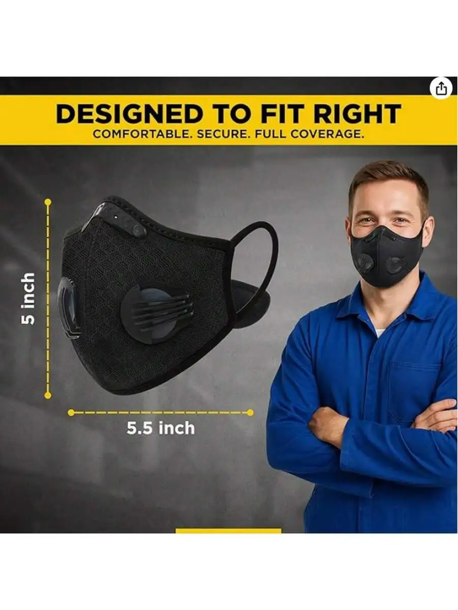 2-Pack Reusable Half Face Mask - Black Face Mask Pack review and price